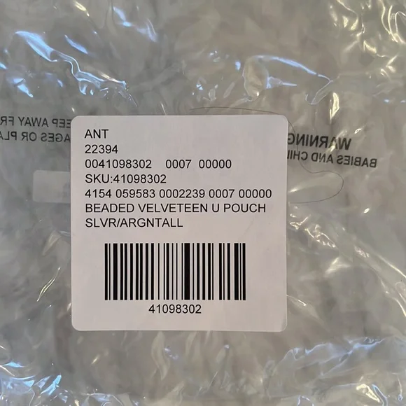 NWT Anthropologie Beaded Velveteen U Pouch Evening Bag - Picture 2 of 5